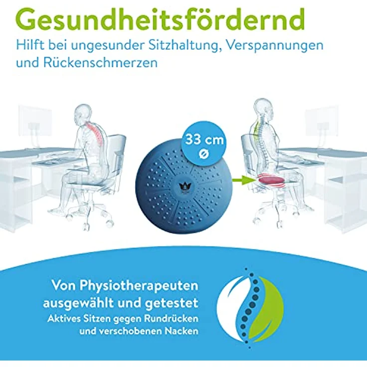 ZenOne Sports Ballsitzkissen, orthopädisches Sitzkissen, Luftkissen für Koordinations- & Rückentraining, Balance-Kissen für Reha, Core-, Fitnesstraining, inkl. Pumpe, E-Book & Workout-Guide & -Video – Bild 3