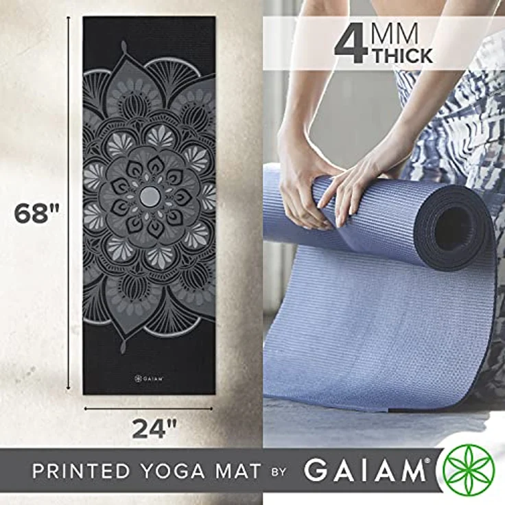 Gaiam Yogamatte – Klassische 4 mm dicke rutschfeste Trainingsmatte für alle Arten von Yoga, Pilates und Bodentraining (172,7 x 61 x 4 mm) – Mystic Ink – Bild 3