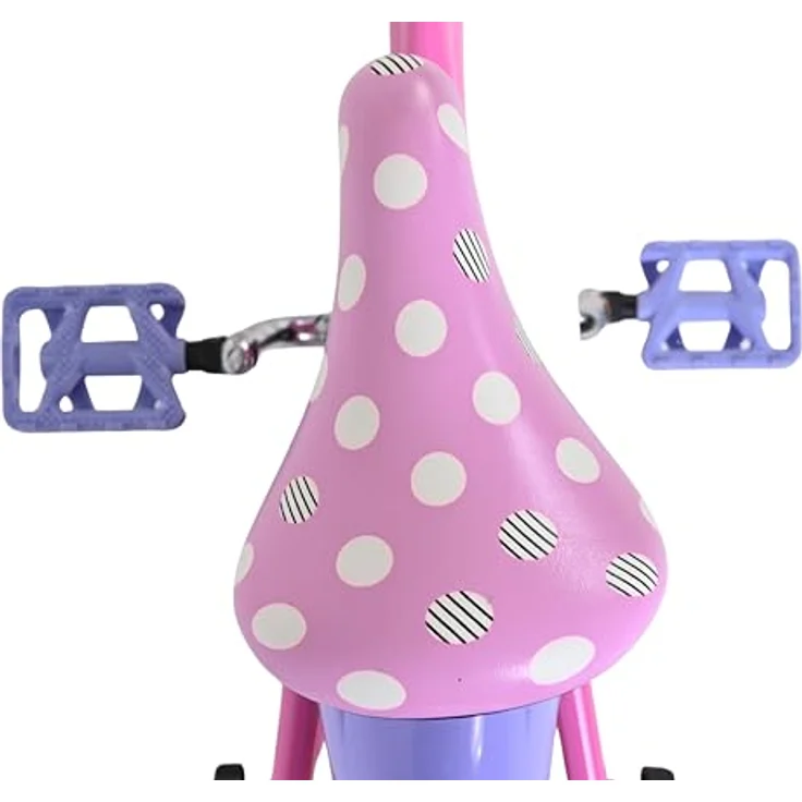 Volare Disney Minnie Kinderfahrrad, 14 Zoll, rosa, mit Korb, Hand- und Rücktrittbremse, abnehmbare Stützräder – Bild 5