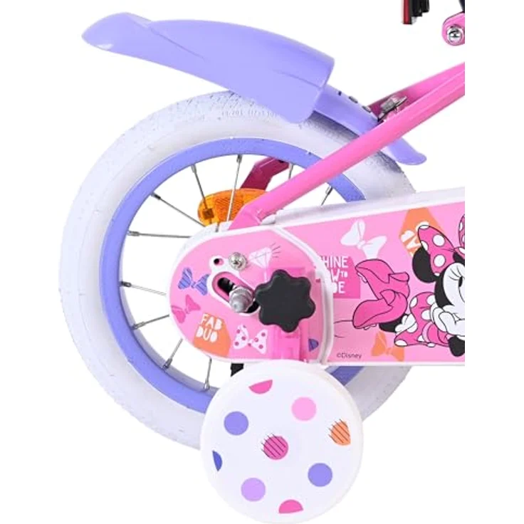 Volare Kinderfahrrad Minnie, 12 Zoll, rosa, mit Handbremse, Rücktrittbremse und abnehmbaren Stützrädern, für Mädchen – Bild 9