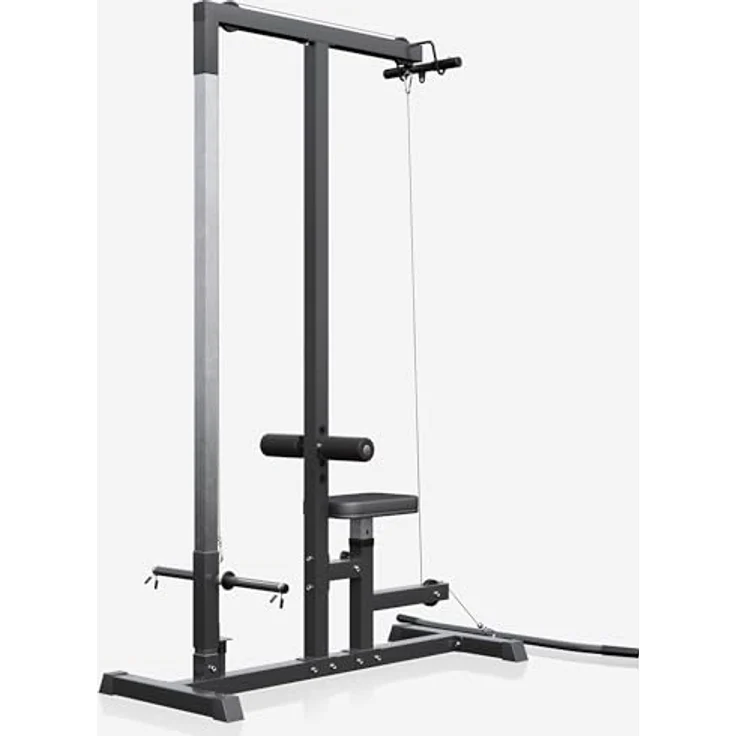 GORILLA SPORTS Latzugstation - Verstellbar, inkl. Trizepsstange und Latzugstange, bis 280kg Belastbar, 30mm - Schwarz - Vielseitige Fitnessstation für umfassendes Krafttraining – Bild 2