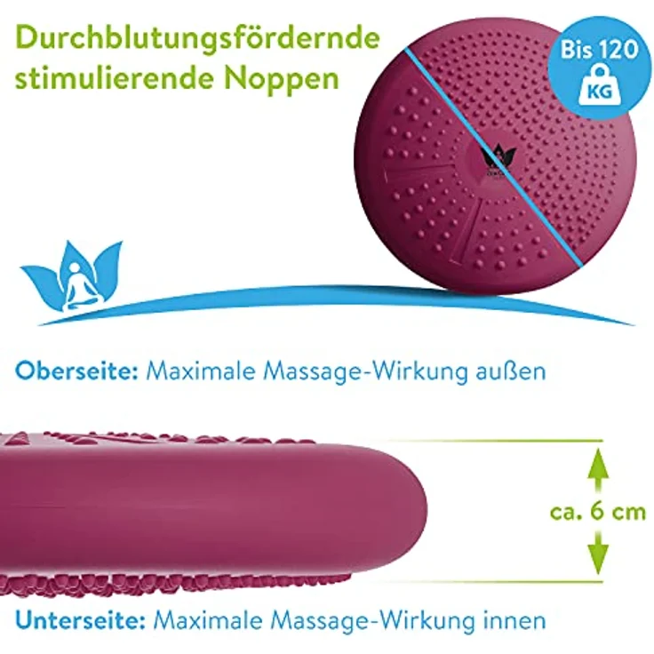 ZenOne Sports Ballsitzkissen, orthopädisches Sitzkissen, Luftkissen für Koordinations- & Rückentraining, Balance-Kissen für Reha, Core-, Fitnesstraining, inkl. Pumpe, E-Book & Workout-Guide & -Video – Bild 2