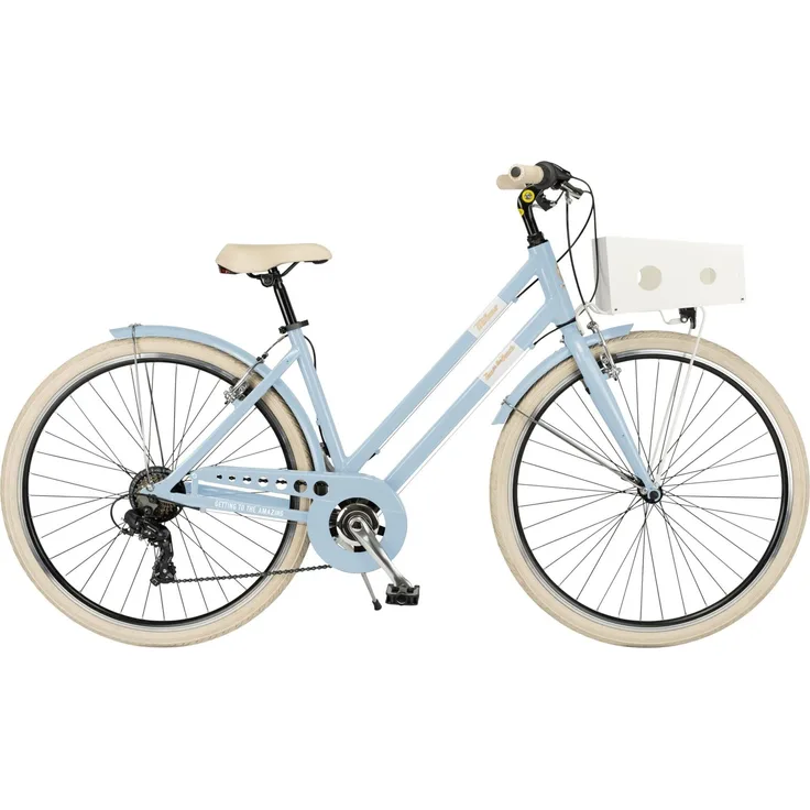 VENICE Citybike MILANO Lady 28 Zoll, AZZURRO PARIOLINO - Aluminium Rahmen, SHIMANO 6-Gang Kettenschaltung, V-Bremsen, bequemer Sattel