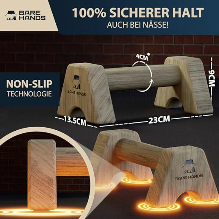 Bare Hands Liegestützgriffe, gelenksschonende & rutschfeste Liegestützgriffe, 2er Set – Bild 2