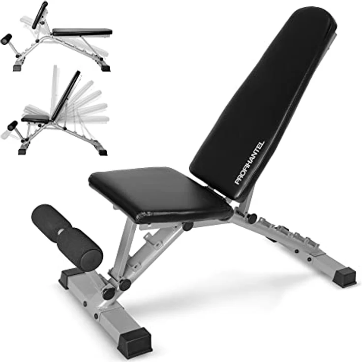 Profihantel Transformer 3in1 Hantelbank – Intelligentes Umbausystem, vollwertiges Curpult für Bizepstraining und Rückentrainer für Hyperextensions, Beinhalterung für Bauchtraining, inkl. Trainingsposter, Trainingsplan und Ratgeber – Bild 2