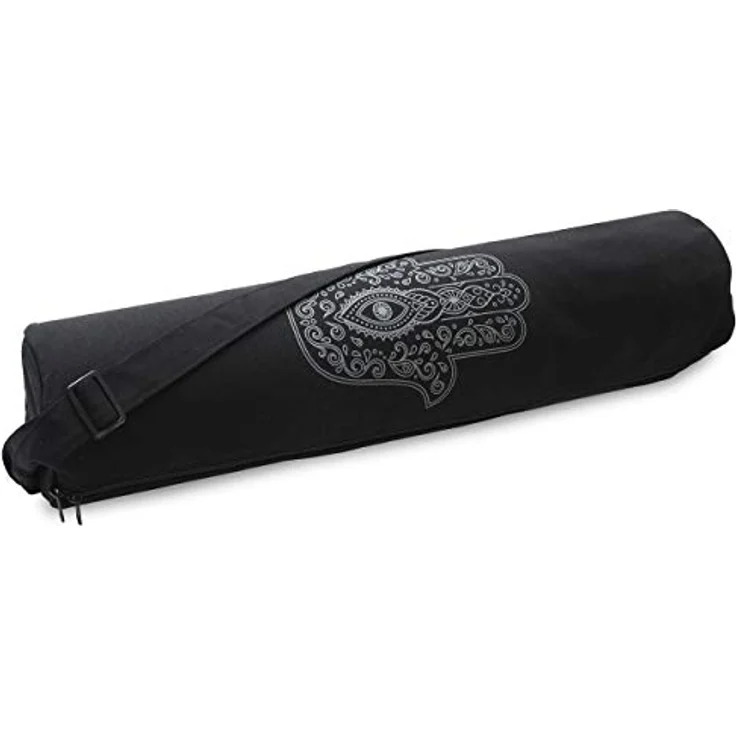 Yogistar Yogatasche Basic Art Hand Of Fatima, Langlebige Baumwolltasche für Yogamatten, Schwarz – Bild 1