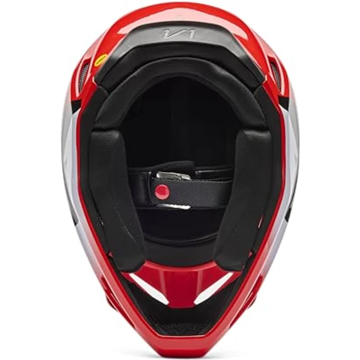 Fox V1 Shield Jugend Motocross Helm, rot, MIPS-Schutzsystem, verstellbares Visier, Y/L (52/53) – Bild 6