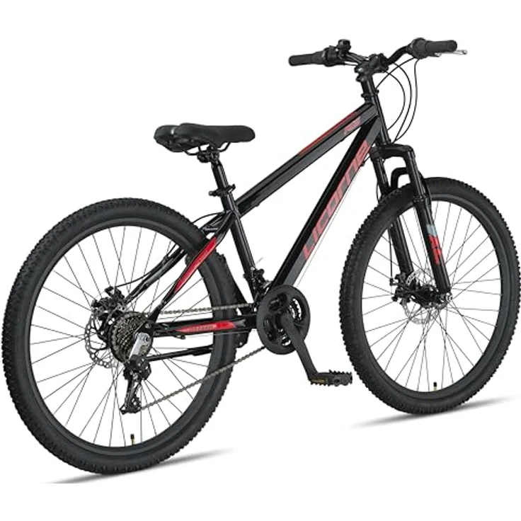Licorne Bike Thunder Premium Mountainbike, 24 Zoll, Schwarz/Rot, Discbremse, optimierte Kettenschaltung, robustes Design für Alltag und Touren – Bild 3