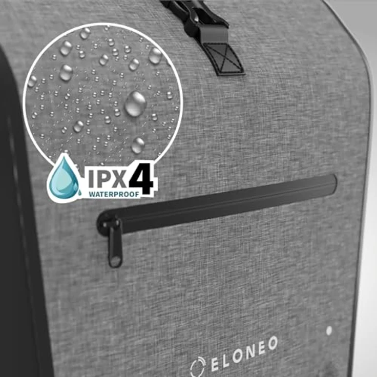 Eloneo Velotasche, 25 l Gepäckträgertasche mit gepolstertem Laptopfach, zuschaltbarer LED-Beleuchtung und Quick-Connect-System, wasserdicht nach IPX4 – Bild 4
