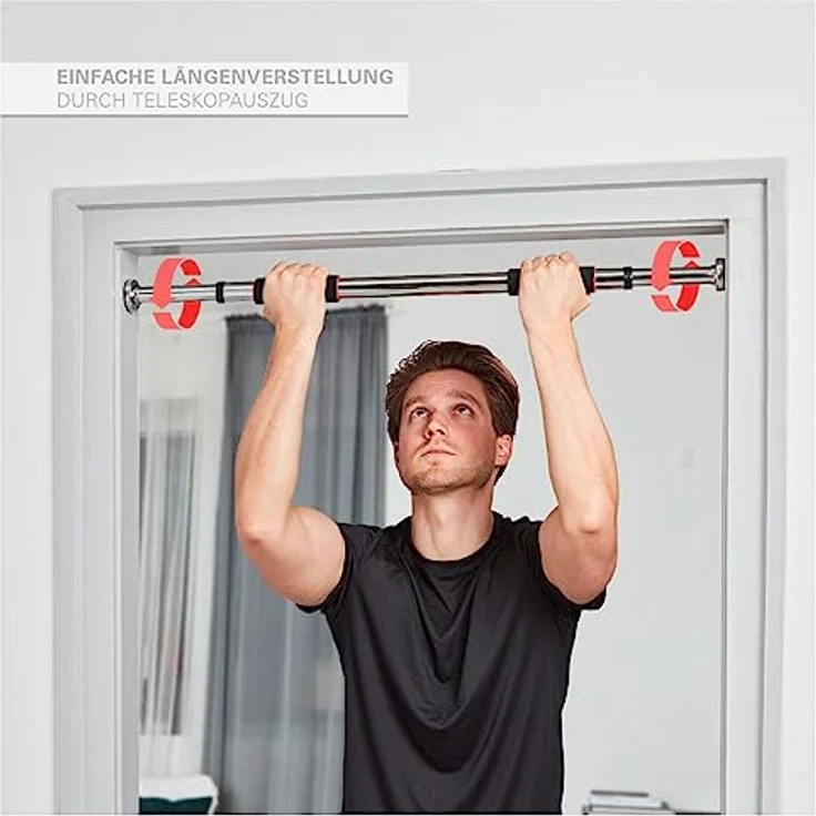 Sport-Tec Türreck Klimmzugstange 4.0 Pull-Up, Montage ohne Bohren, belastbar bis 120kg, Schwarz – Bild 3