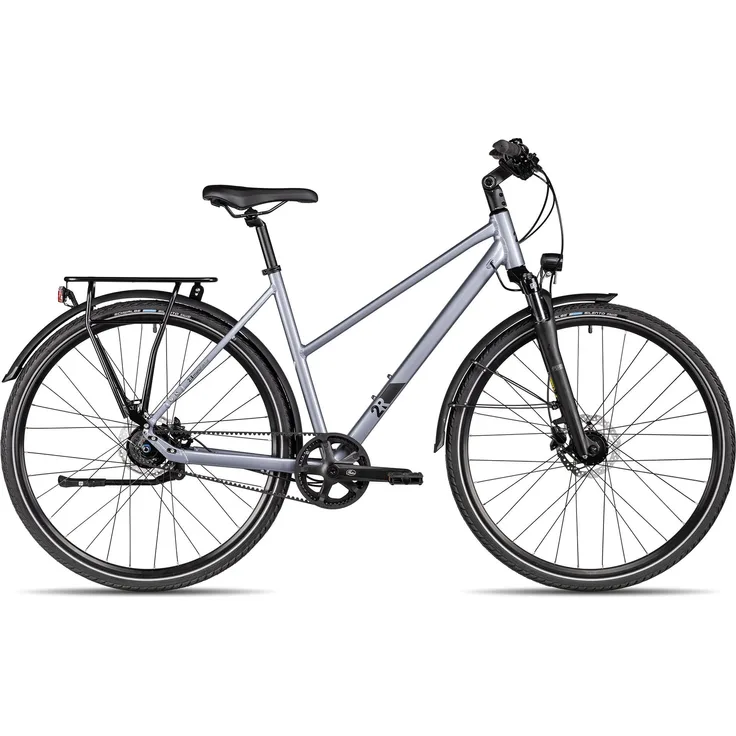 2R Manufaktur TRX TWO Trapez 28 Zoll Citybike, hellgrau, 56 cm, mit Federgabel und hydraulischen Scheibenbremsen