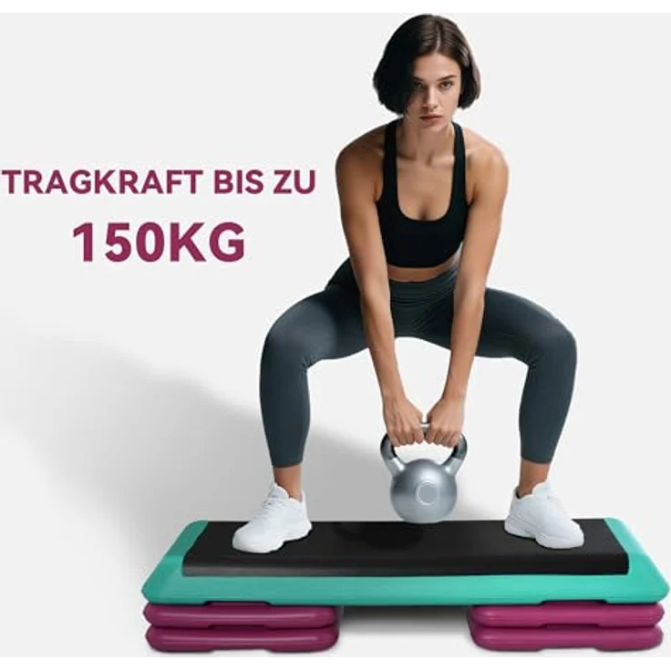 HOMCOM Stepper Steppbrett höhenverstellbar, Aerobic-Schritt-Plattform mit 4 Tragegurten, professionell, Schwarz – Bild 6