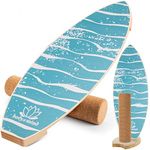 Body & Mind Balance-Board Surfbrett, Wackelbrett für Physiotherapie und Surf-Training, inklusive Korkrolle und gratis E-BOOK (Light Waves) - ideal für Gleichgewicht und Koordination, aus hochwertigem Holz, 78x30 cm