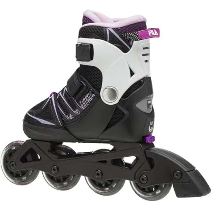 Fila X-One Inline Skates, schwarz/magenta, verstellbar von Größe 29-32 mit ABEC5 Kugellager – Bild 5