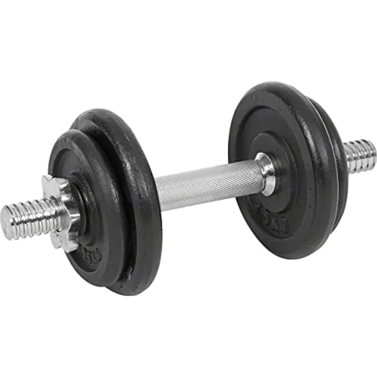 Sport-Tec Kurzhantel Set, 10 kg, Hantel aus Gusseisen, erweiterbar mit Sternverschluss, inklusive Hantelstange - Chrom - Preisvergleich