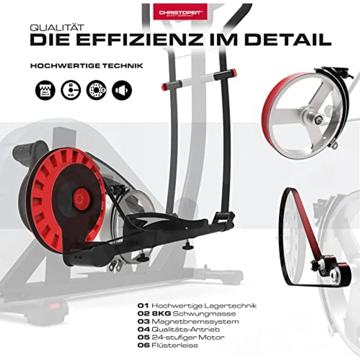 Christopeit Sport Ergometer AX 8000 Schwarz - 24-stufiger Tritt-Widerstand - bis 150kg Gewicht - 8kg Magnet-Bremssystem – Bild 5