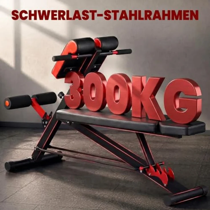 HOMCOM Hantelbank, Verstellbar, Stahl, bis 120 kg belastbar, Schwarz/Rot – Bild 6