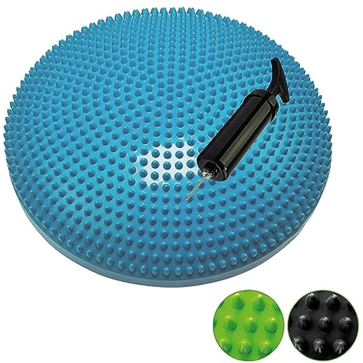 Tunturi Wackelkissen / Balancekissen / Ballsitzkissen / Gleichgewichtskissen - Türkis - inkl. Pumpe – Bild 1