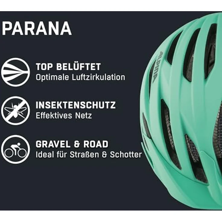 ALPINA PARANA Fahrradhelm, Tourenhelm mit individuell anpassbarem Sitz, Fliegennetz und hoher Sicherheitsstandards, grau – Bild 2