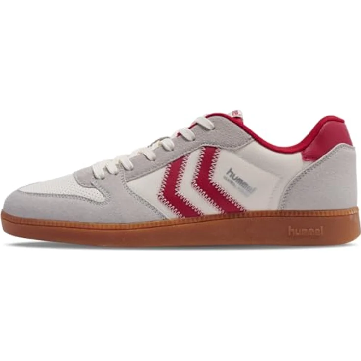 Hummel Handball Perfekt Ns, Hallenschuhe mit atmungsaktivem Obermaterial und dämpfender Sohle, Marshmallow/Crimson, Größe 45 – Bild 1