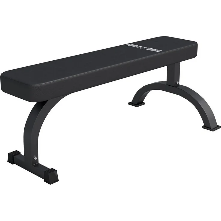 GORILLA SPORTS Hantelbank Flachbank Massiv, bis 400kg Belastbar, Stahl - Trainingsbank, Fitness, Schwarz – Bild 1