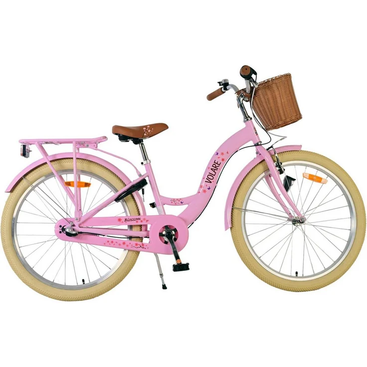Volare Blossom Kinderfahrrad für Mädchen - 24 Zoll in Rosa, 3 Gänge, Vorderradbremsen, geschlossener Kettenschutz