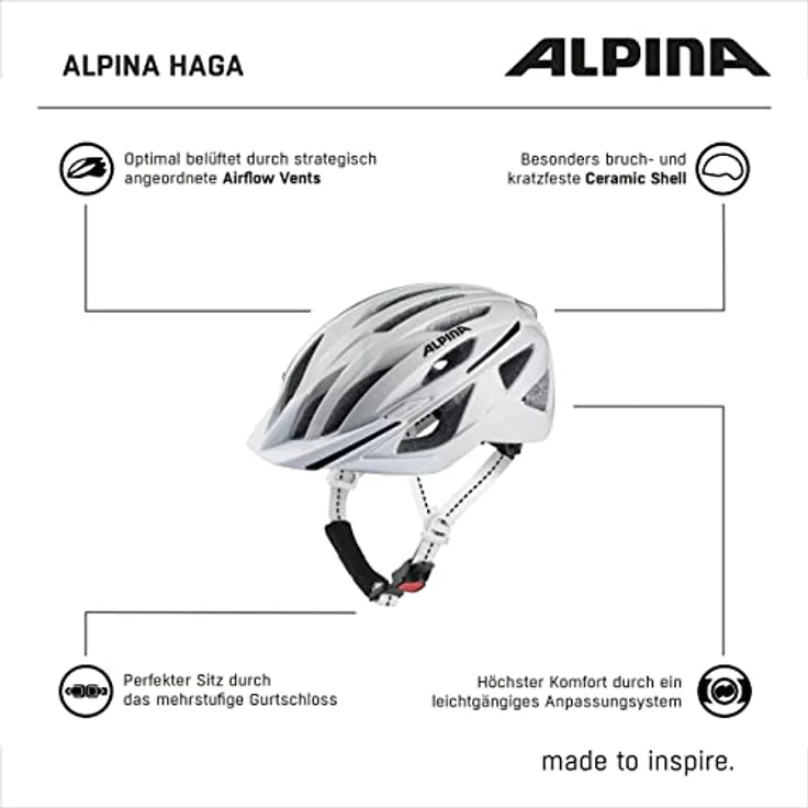 Alpina Helm Haga white Gr. 51-56 cm – Bild 7
