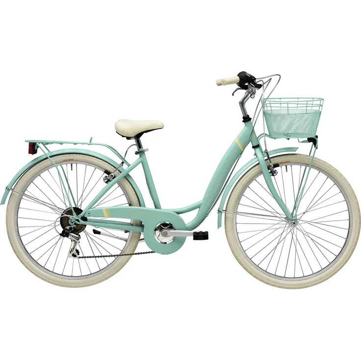 Adriatica Cityfahrrad 26 Zoll PANDA Lady Grün inkl. Korb, 6-Gang Kettenschaltung, V-Bremsen, Aluminiumfelgen