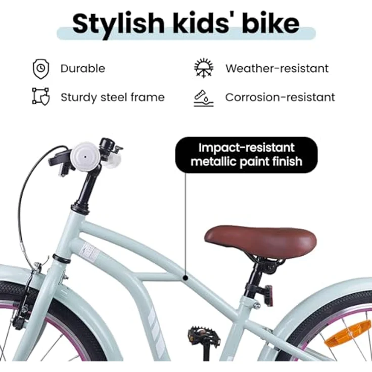 vidaXL Kinderfahrrad 18 Zoll, für Kinder von 5-7 Jahren, hellgrün, mit 123 x 51 x 78 cm Abmessungen – Bild 3
