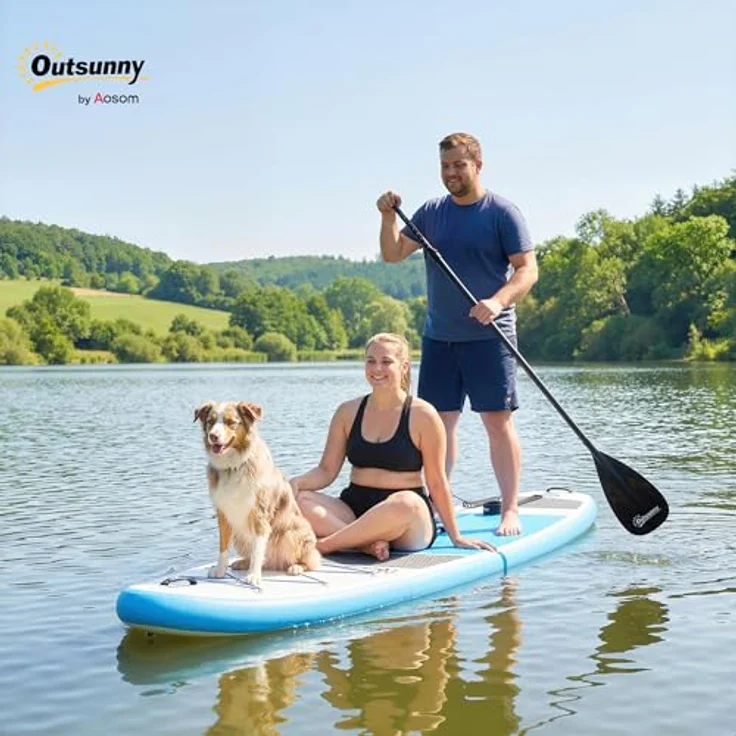 sportnow Outsunny Stand Up Paddling Board Set, aufblasbar 320 cm, blau, mit Paddel und max. Tragkraft 160 kg, ideal für Anfänger und Familien – Bild 2