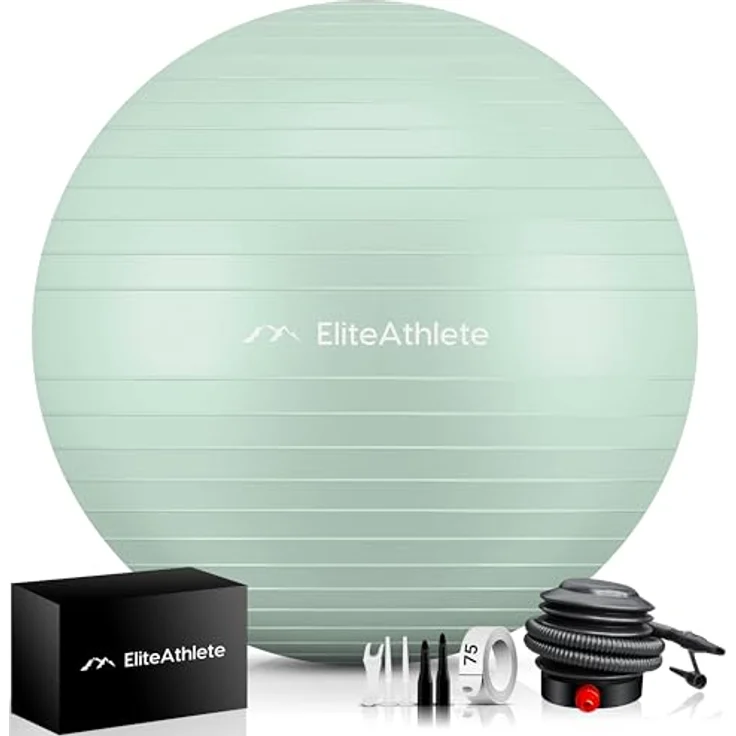 EliteAthlete Gymnastikball Sitzball Büro ergonomisch mit Anti Burst System - Fitness Pilates Schwangerschaft - Schwangerschaftsball Fitnessball Yogaball - Yoga Ball 55cm inkl. Luftpumpe – Bild 1