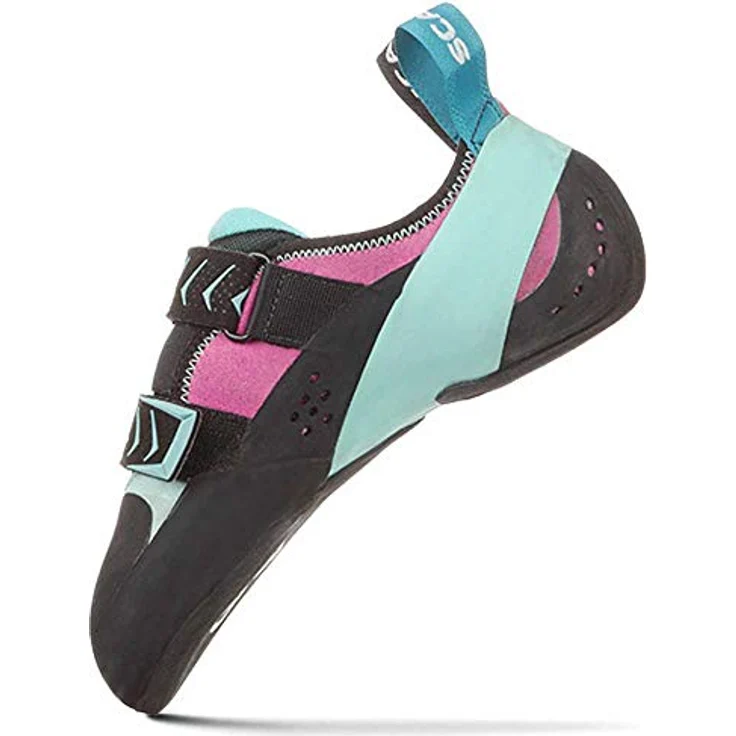 Scarpa Vapor V, Damen Kletterschuhe mit abriebfester Gummi-Sohle, Klettverschluss, Größe 36, Türkis – Bild 3