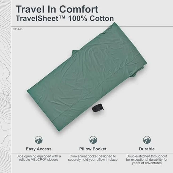 Cocoon Schlafsack, rechteckig, 240 cm, aus 100 % Baumwolle, inkl. Kissenfach und Packbeutel, für warmes Klima, waschbar bei 40°C – Bild 2