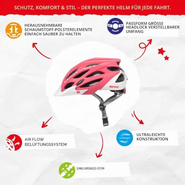 meteor® Marven Fahrradhelm, innovatives Luftdurchlass-System, hygienisches Innenleben, anpassbare Passform, für Herren, Damen und Kinder, ideal für MTB, Downhill, BMX und Scooter, schwarz – Bild 2