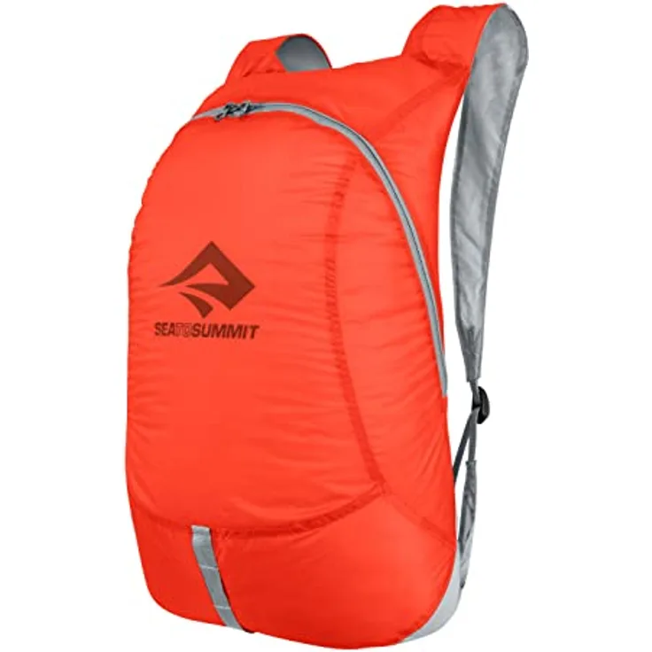 Sea to Summit Ultra-Sil Tagesrucksack 20L, Wasserabweisender & Ultraleichter Rucksack aus 30D Cordura-Gewebe, 2-Wege-Reißverschluss, Spicy Orange, 72g
