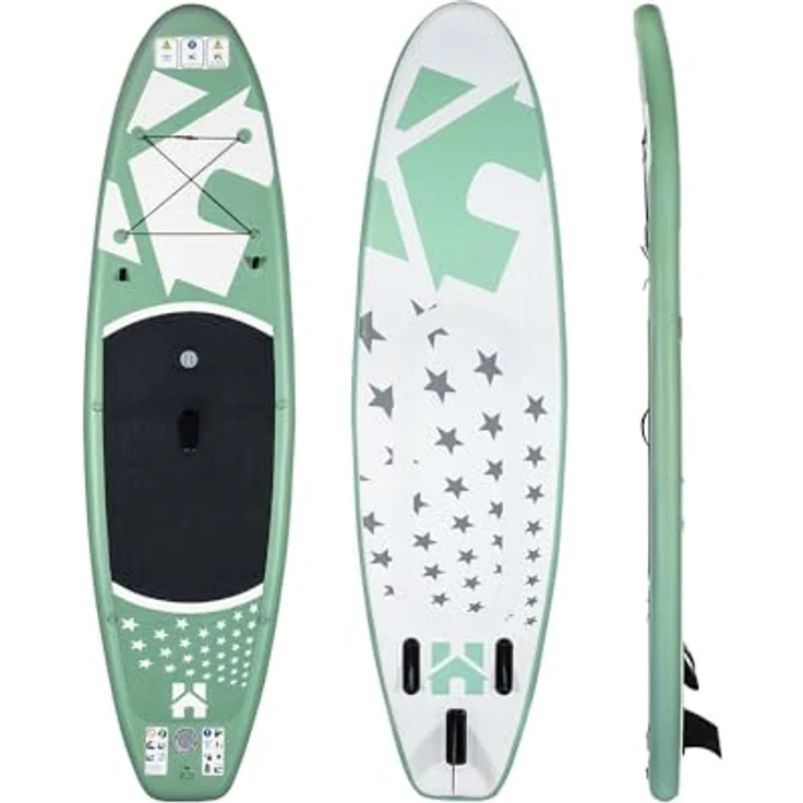 HOME DELUXE Stand Up Paddle Board MOANA, aufblasbares SUP in Mintgrün mit rutschfester Oberfläche und 3-Finnen-System, Größe M – Bild 1