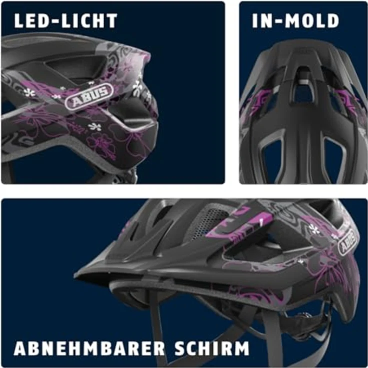 ABUS Fahrradhelm Aduro 3.0 LED - sportiver City-Helm mit Rücklicht - Größe S, Schwarz/Rot – Bild 4