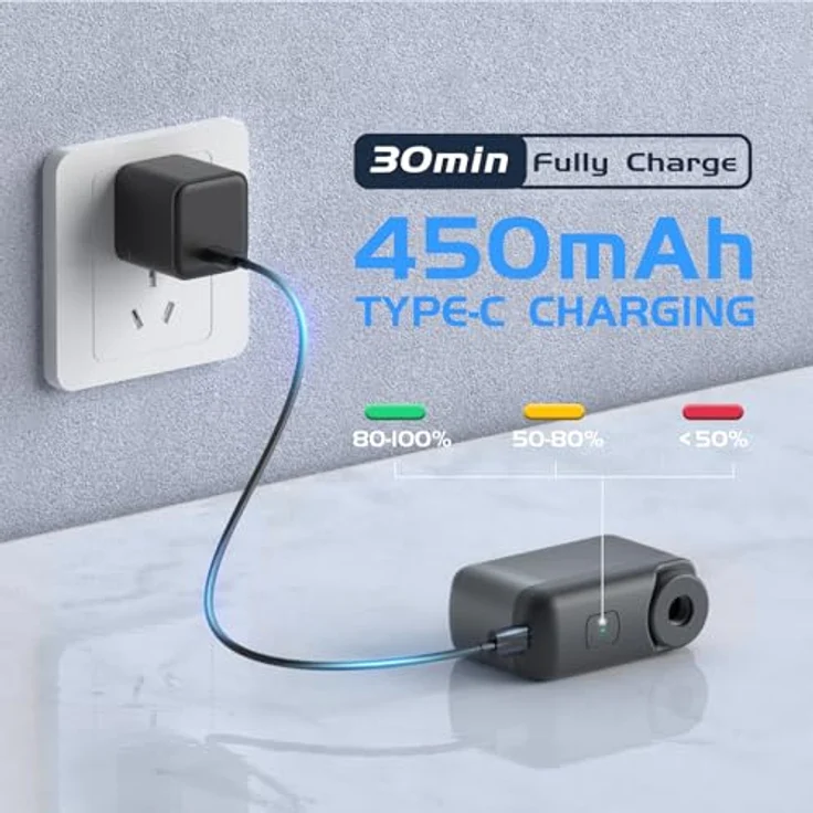 Cycplus AS200 TB2 TOPUMP Mini Bike Pump, kompakte und leistungsstarke Handpumpe mit 450 mAh Akku und 80 PSI in unter 50 Sekunden – Bild 6