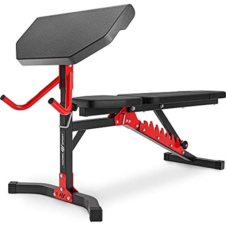 Marbo Sport Set MH1 | Hantelbank MH-L115 + Beintrainer MH-A102 + Curl Pult MH-A101 | Verstellbare Trainingsbank, Scott-Bank Curl Pult, Beintrainer mit EVA-Schaum Polsterrollen | Made in EU – Bild 4