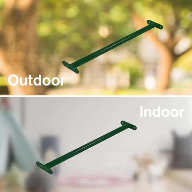 h2i Turnstange für Kinder | Reckstange aus Edelstahl | für Garten & Kinderzimmer | Klimmzugstange Outdoor & Indoor | Stange zum Turnen in Grün | Länge 125 cm – Bild 4