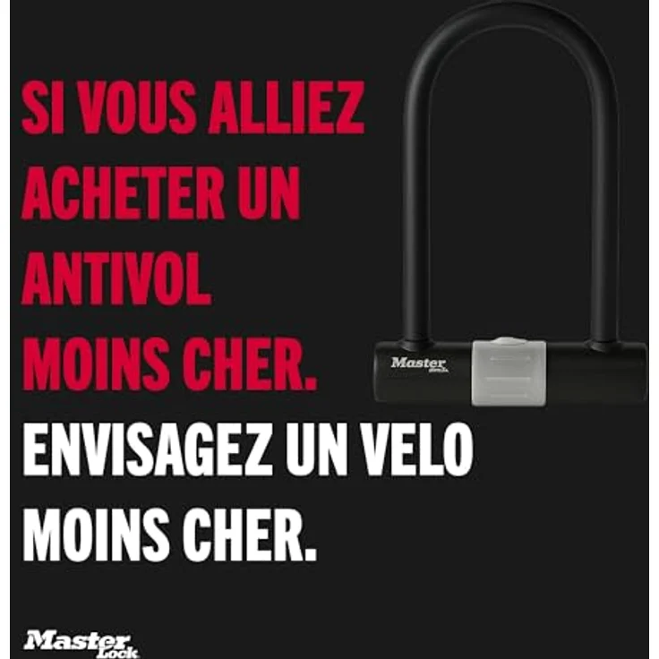 Master Lock 8377EURDPRO, Zertifiziertes hochbeanspruchbares Fahrrad-Bügelschloss mit Universal-Halterung und Schlüsselverriegelung, gehärteter Stahl, 200 x 100 mm – Bild 3