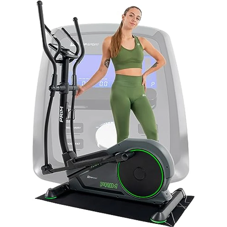 HS HOP-SPORT HS-120C Prim Crosstrainer für Zuhause - Ellipsentrainer App kompatibel, 12 Programme, 32 stufiger Magnetwiderstand, Höhenverstellung