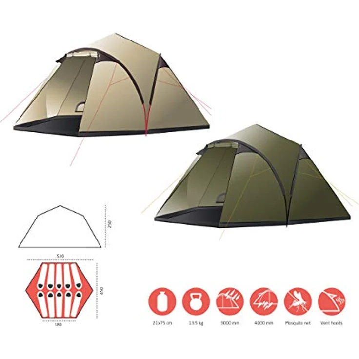 Grand Canyon Unisex – Erwachsene Black Knob Zelt, Mojave, 10 Personen mit Gestängebögen und Stehhöhe – Bild 2