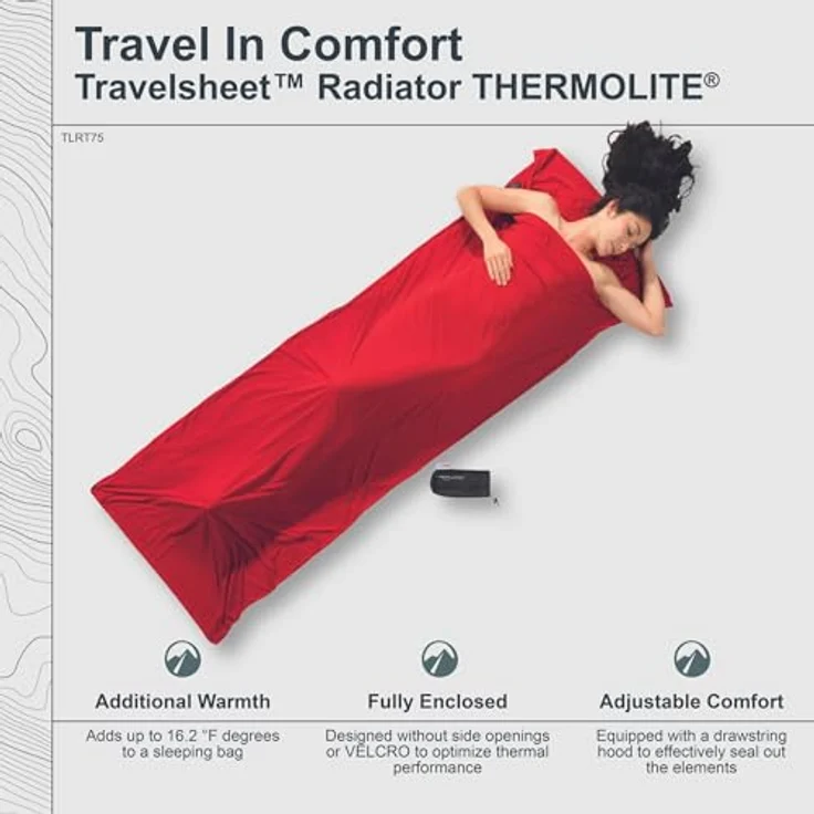Cocoon Schlafsack TravelSheet Thermolite Radiator, 220 cm, extra warm mit Einschubfach für Kissen, rechteckig – Bild 2