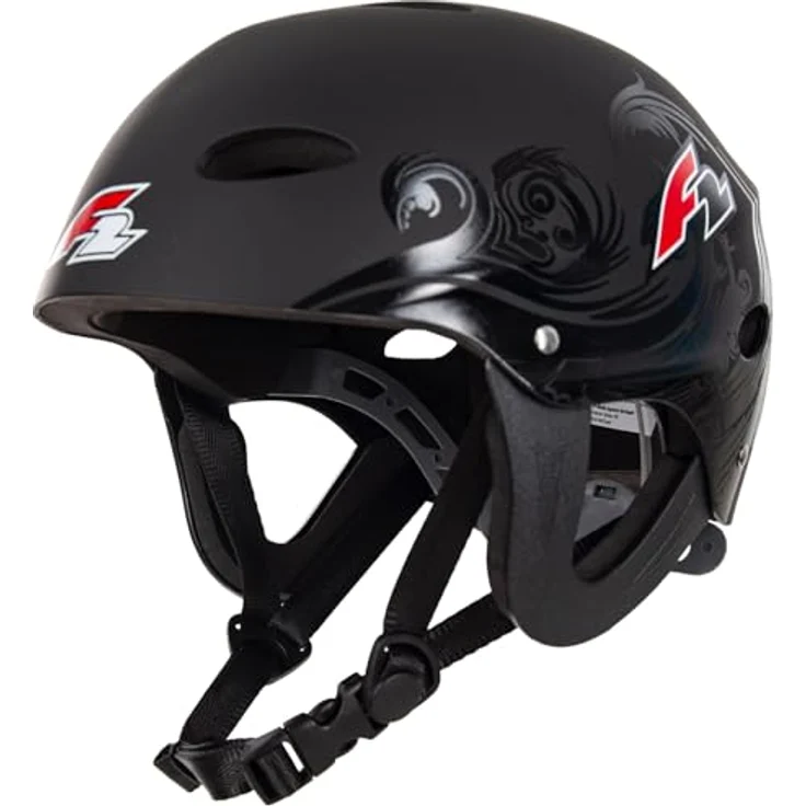 F2 Slider Wassersport Helm S/M, schlagfest, schwarz, mit individuell verstellbarem FIT-System und 11 Belüftungslöchern, 2024/25 – Bild 1