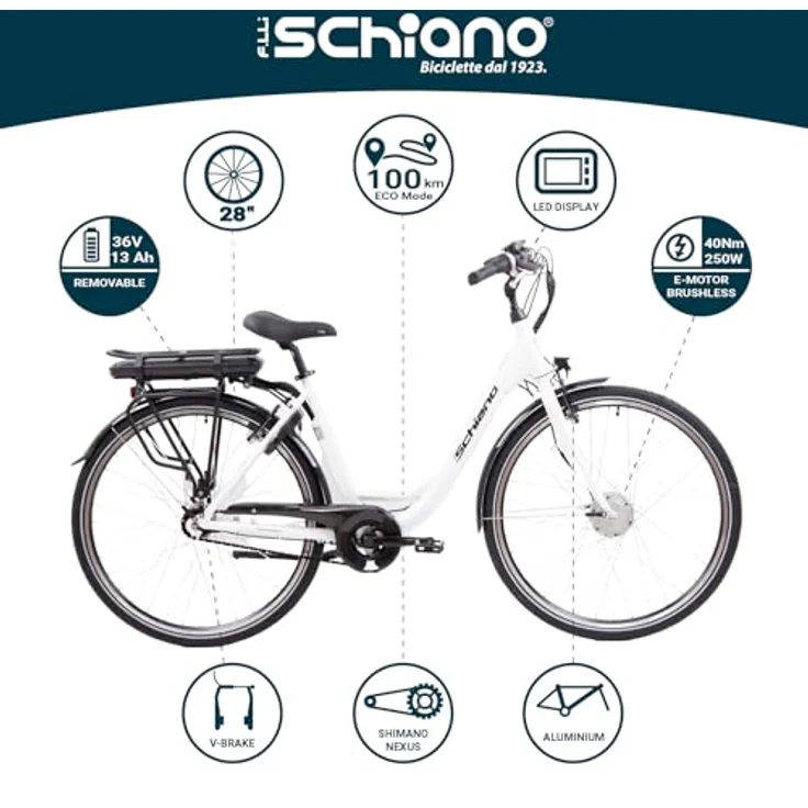 F.lli Schiano E-Moon 28 Zoll E-bike Pedelec, Elektrofahrrad für Herren / Damen bis 25 km/h, mit guter Reichweite und Nexus 7 in blau – Bild 2