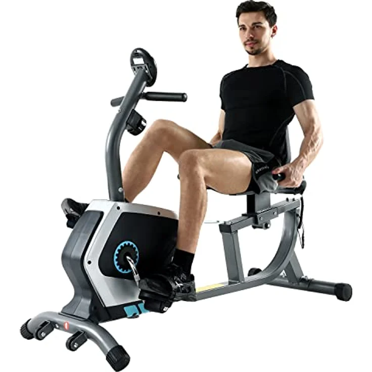 ISE Ergometer Liege- Heimtrainer mit Magnetbremse, Pulssensoren und LCD-Display, 8 Widerstandsstufen, Sitzergometer mit Rückenlehne für Zuhause, SY-6801 – Bild 2