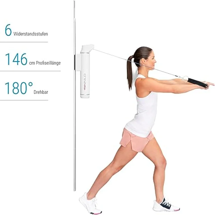 HAMMER Finnlo Kraftstation CABL, Kabelzug-Trainer, 6 Widerstandsstufen, 146 cm Profi-Seilzuglänge, 180° Grad drehbar, schwarz – Bild 2