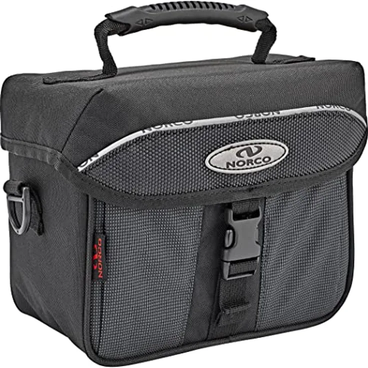 Norco Ottawa Lenkertasche, formstabile Fahrradtasche aus robustem Nylongewebe, schwarz/silber, 3.5 l, 23 x 17 x 18 cm