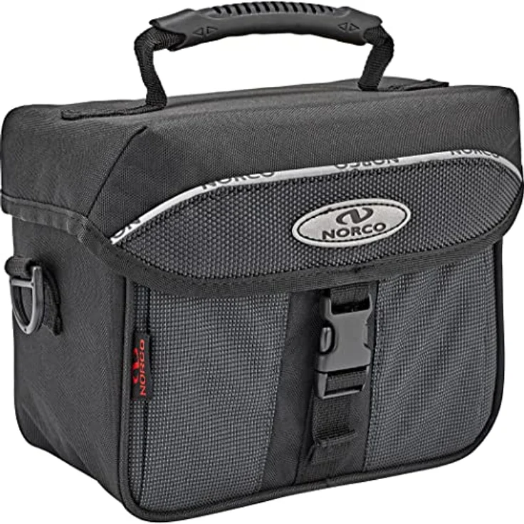 Norco Ottawa Lenkertasche, formstabile Fahrradtasche aus robustem Nylongewebe, schwarz/silber, 3.5 l, 23 x 17 x 18 cm – Bild 1